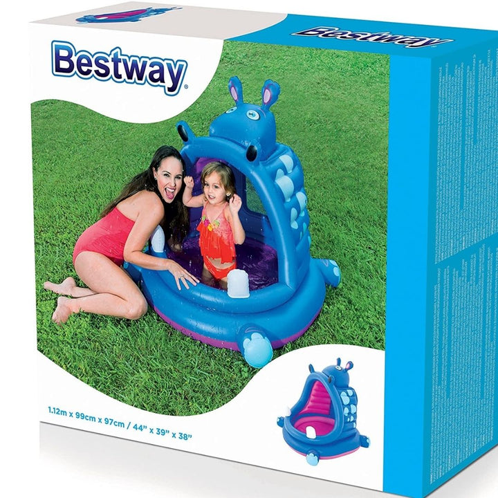 Bestway Covered Hippo Baby Pool, 1.12m x 99cm x 97cm