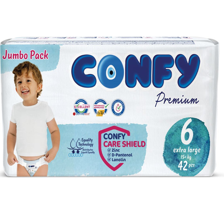 Confy Premium Baby - Children's Nappies Extra Large 6, 15+ kg, 42Pcs