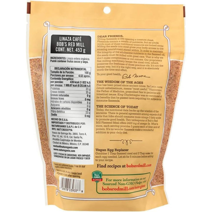 Bob's Red Mill Organic Whole Ground FlaxSeed Meal, 453g