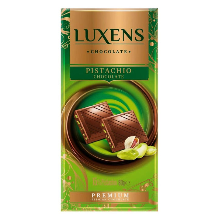 Luxens Premium Pistachio Chocolate Bar, 80g