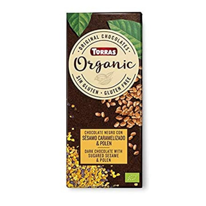 Torras Organic Bio Dark Chocolate With Toasted Sesame And Pollen, 100g