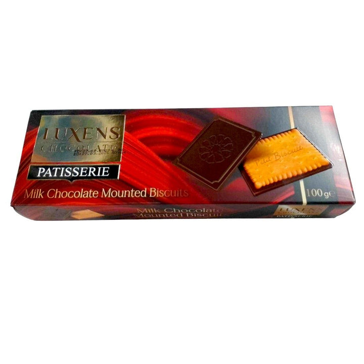 Luxens Chocolate Patisserie Milk Chocolate Mounted Biscuits, 100g