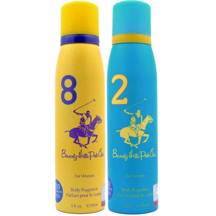 Beverly Hills Polo Club Sport 8 & 2 Lasting Deodorants For Women, 2 x 150ml