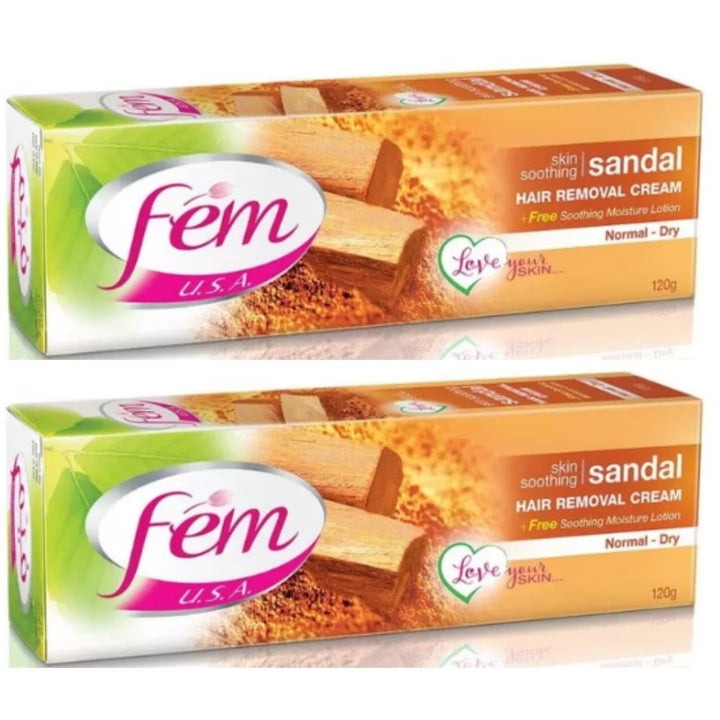 Fem Hair Removal Cream For Normal Dry Skin Sandal, 2 x 120g