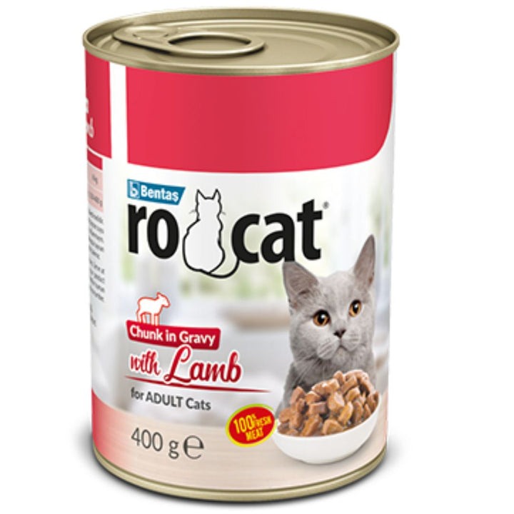 Rocat Complete Wet Food Chunks In Gravy For Adult Cats With Lamb, 400g