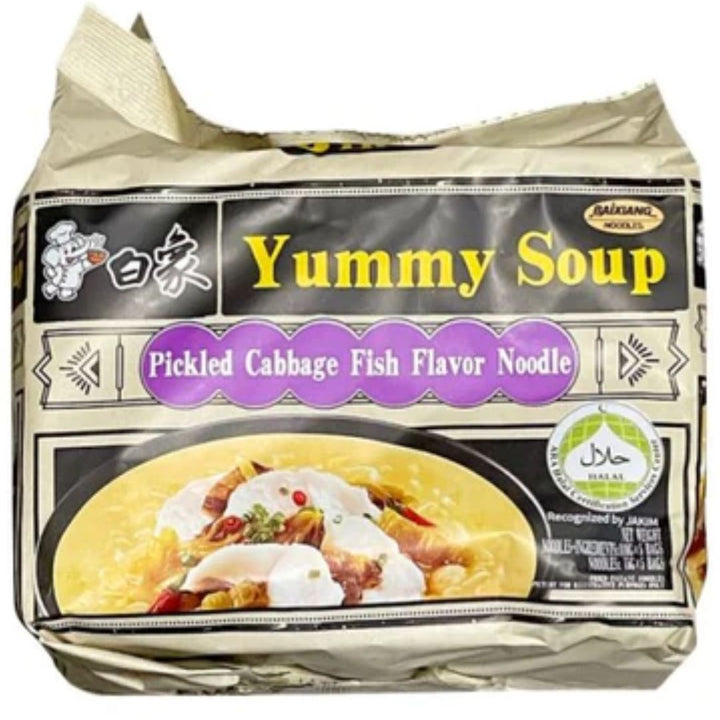 Baixiang Yummy Soup Pickled Cabbage Fish Flavour Noodle Soup, 5x75g