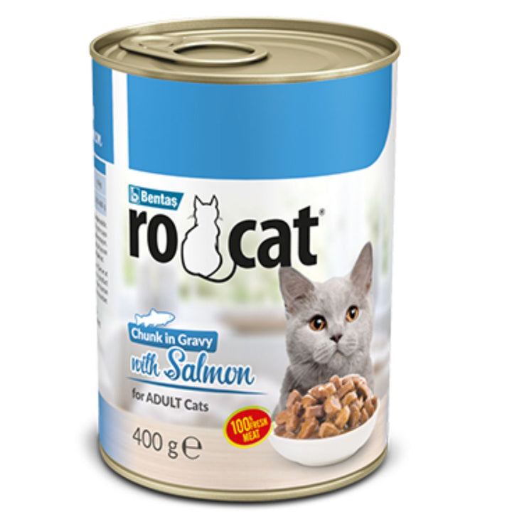 Rocat Complete Wet Food Chunks In Gravy For Adult Cats With Salmon, 400g