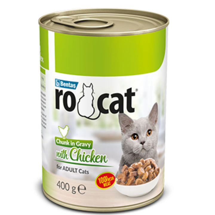 Rocat Complete Wet Food Chunks In Gravy For Adult Cats With Chicken, 400g