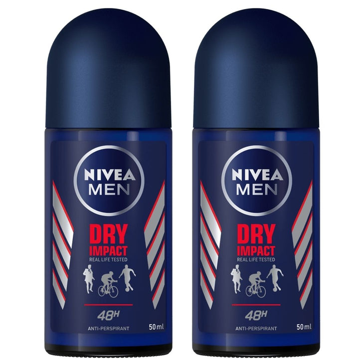 Nivea Dry Impact Antiperspirant for Men Roll-on, 2 x 50ml