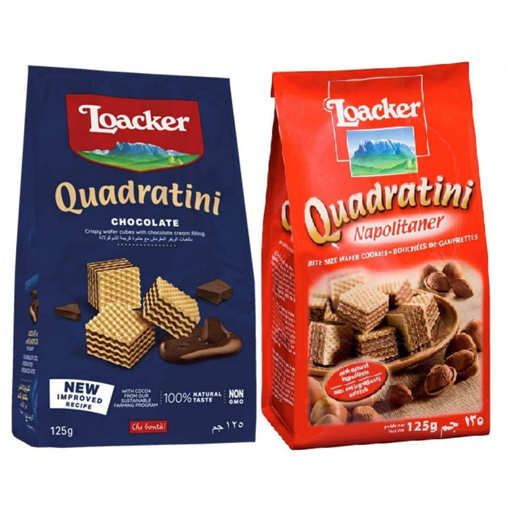 Loacker Quadratini Napolitaner And Chocolate, 2 x 125g