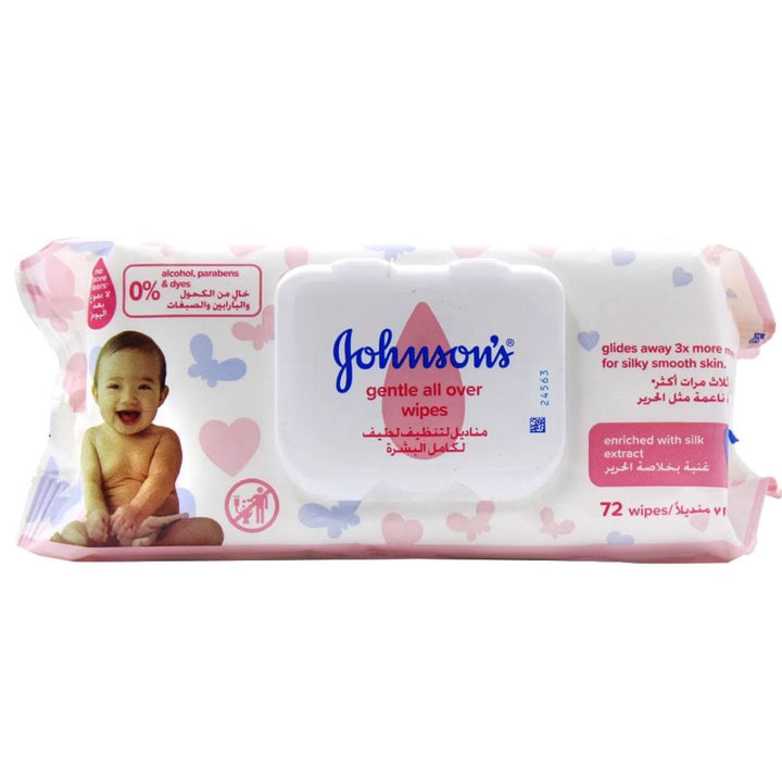 Johnsons Zero-Alcohol & Gentle All Over Baby Wipes, 72wps