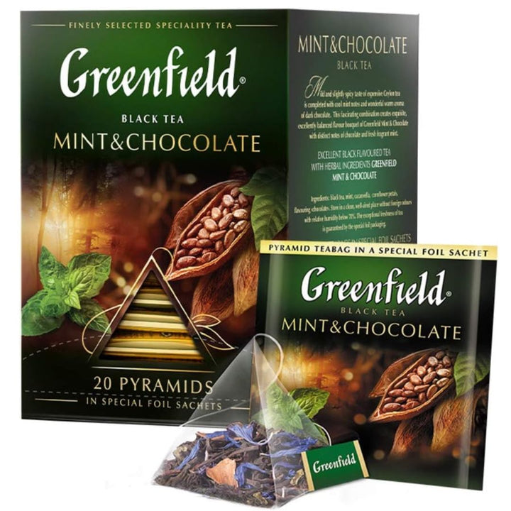 Greenfield Tea Black, Mint & Chocolate, Pyramid Bags, 36g