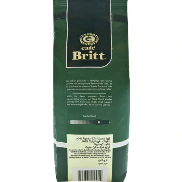 Cafe Britt Tueste Oscuro (Dark Roast) Molido Bolsa (Ground Coffee) 340g