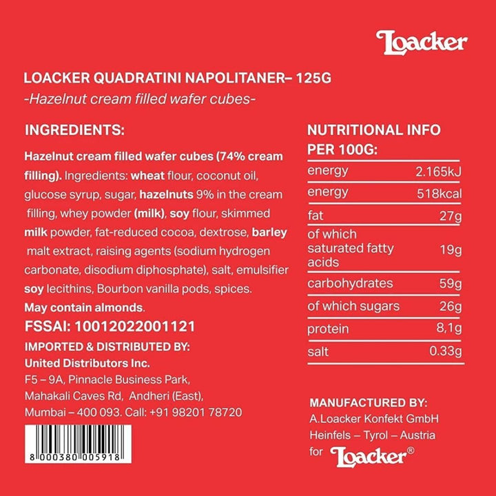 Loacker Quadratini Napolitaner And Chocolate, 2 x 125g