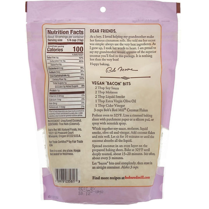 Bob's Red Mill Unsweetened Flaked Coconut, 284g