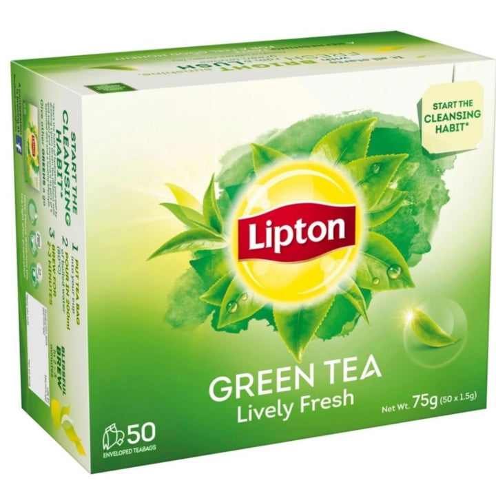 Lipton Green Tea Bags - Lively Fresh, 50 x 1.5g