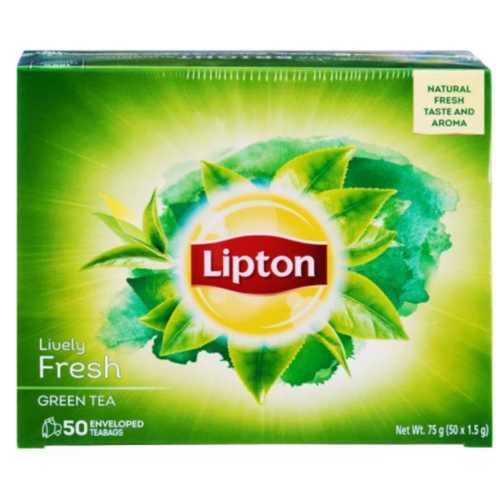 Lipton Green Tea Bags - Lively Fresh, 50 x 1.5g