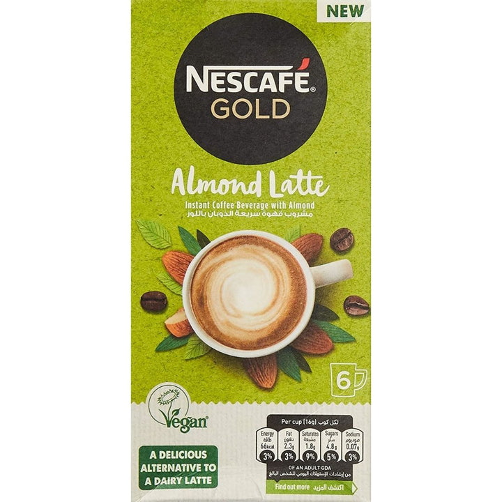 Nescafe Gold Almond Latte Non Dairy Coffee Sachet, 16g x 6 Sachets