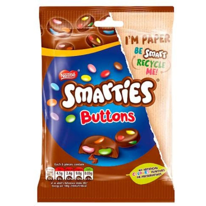 Nestle Smarties Buttons Milk Chocolate, 90g