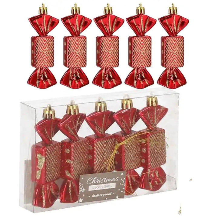 Christmas Tree Decoration Candy Set-Red, 7Cm, 5Pcs