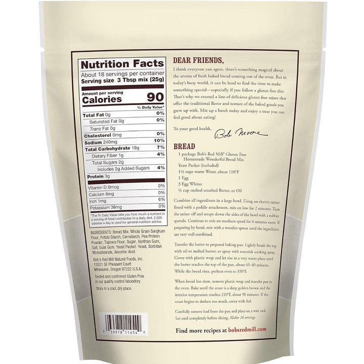 Bob's Red Mill Gluten Free Homemade Wonderful Bread Mix, 454g