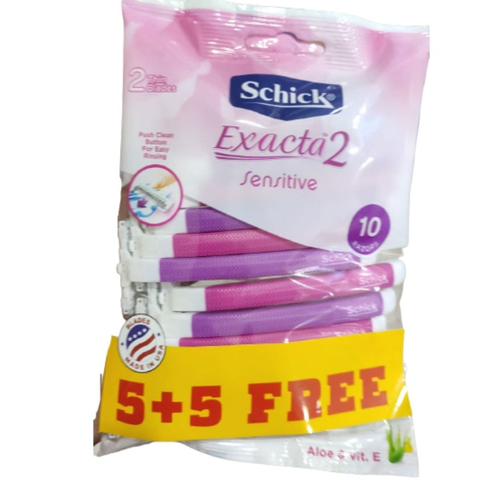 Schick Exacta 2 Sensitive Disposable Razor Women, 10 Pack