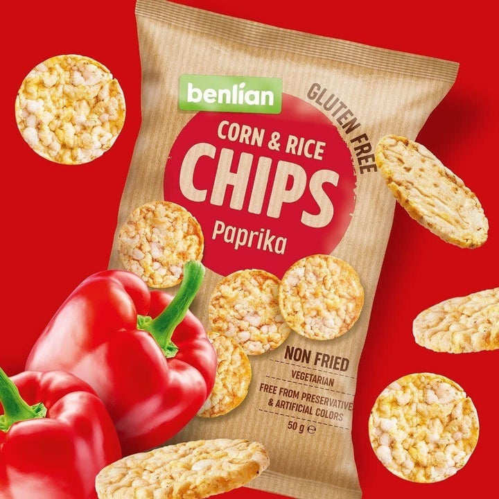 Benlian Rice & Corn Chips Paprika, 60g