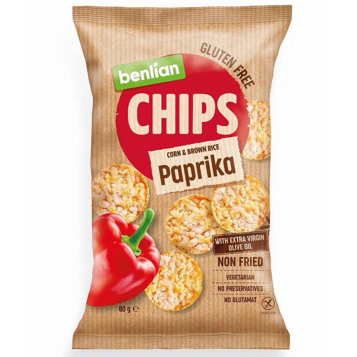 Benlian Rice & Corn Chips Paprika, 60g