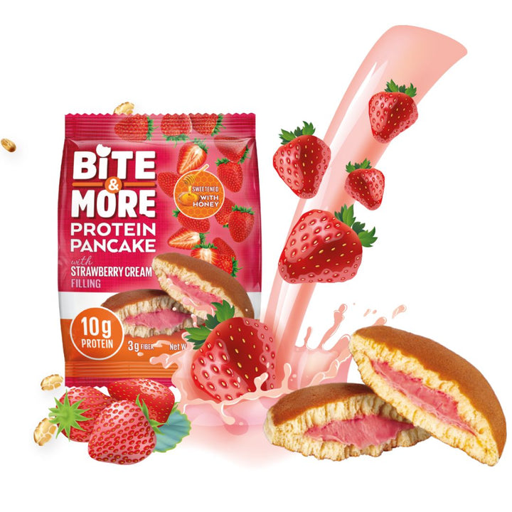 Bite & More Protein Pancake With Strawberry Cream Filling, 50g