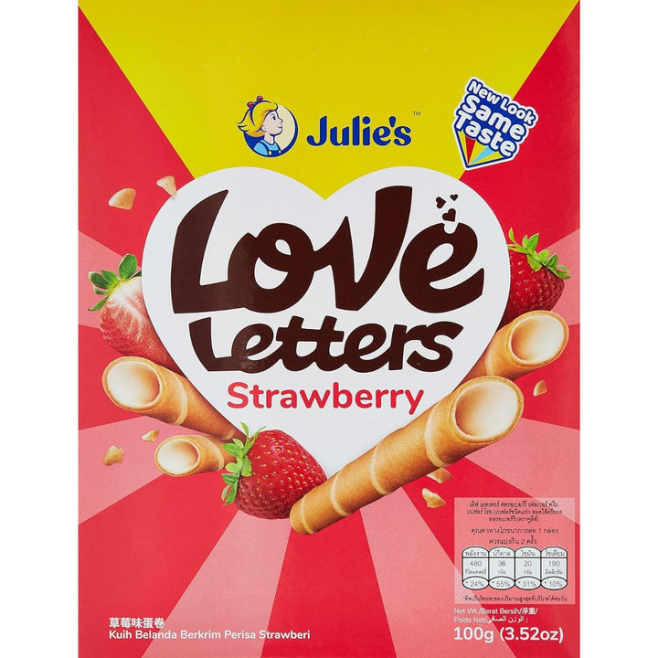 Julie's Love Letters Strawberry Wafer, 100g