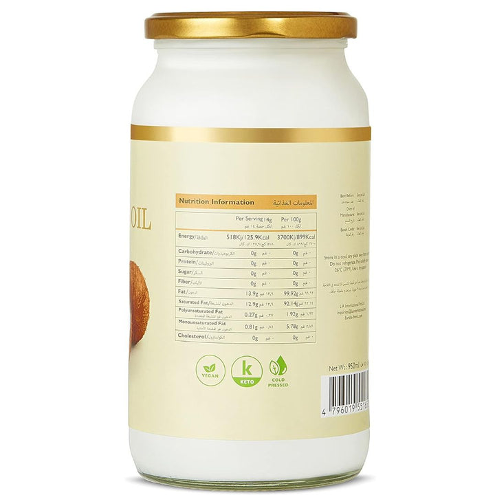 Earth's Finest Extra Virgin Raw Coconut Oil, 950ml