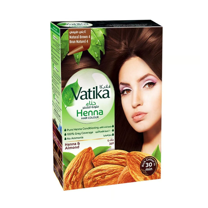 Vatika Naturals Henna Natural Brown 4 Hair Colour, 60g