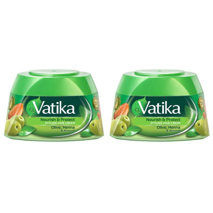 Vatika Naturals Nourish & Protect Styling Hair Cream Henna, Almond & Olive, 2x140ml