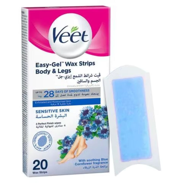 Veet Easy-Gel Wax Strips For Sensitive Skin White, 20PCS