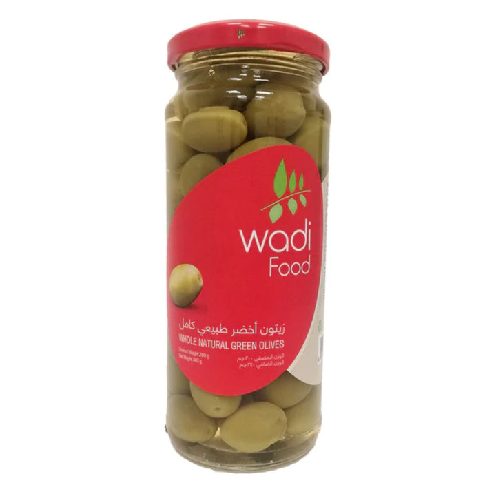 Wadi Food Whole Natural Green Olives, 380g