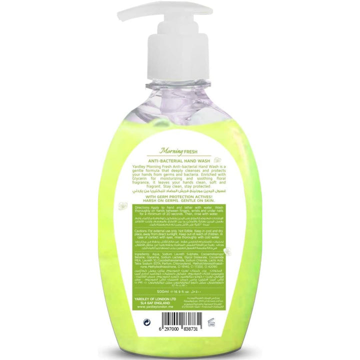 Yardley London Morning Fresh Antibacterial Handwash With 100% Germ Protection, 500 ml