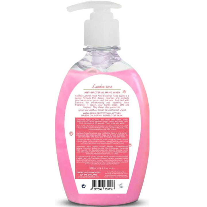 Yardley London Rose Antibacterial Handwash With 100% Germ Protection, 500 ml