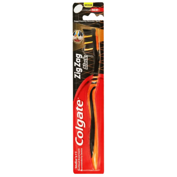 Colgate Zig Zag Charcoal Medium Toothbrush Orange, 1Pc