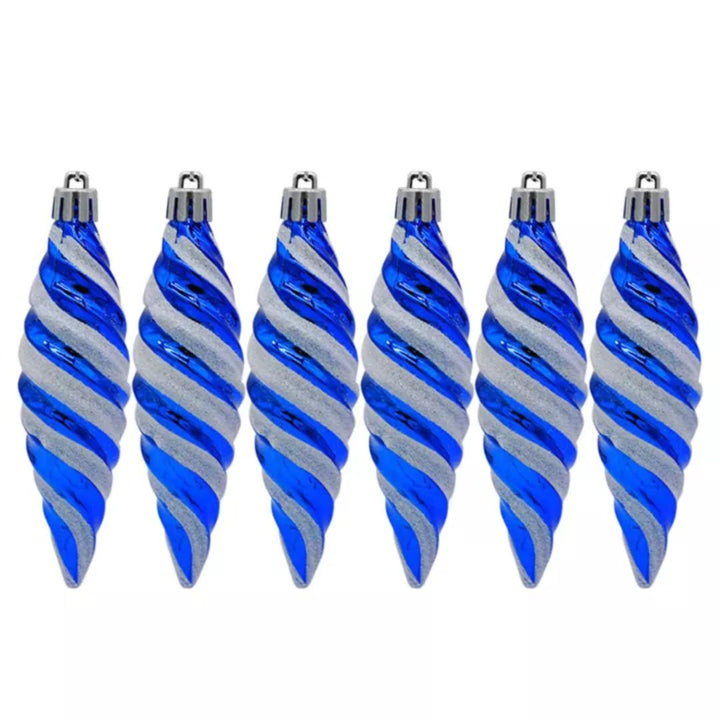 Spiral Shape Design Xmas Hanging Ornaments Blue, 6Pcs, 6cm