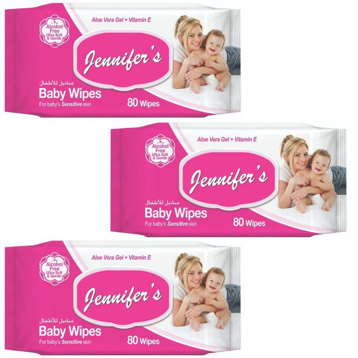 Jennifer's Baby Wipes Alcohol Free, 3Pk X 80 PCS