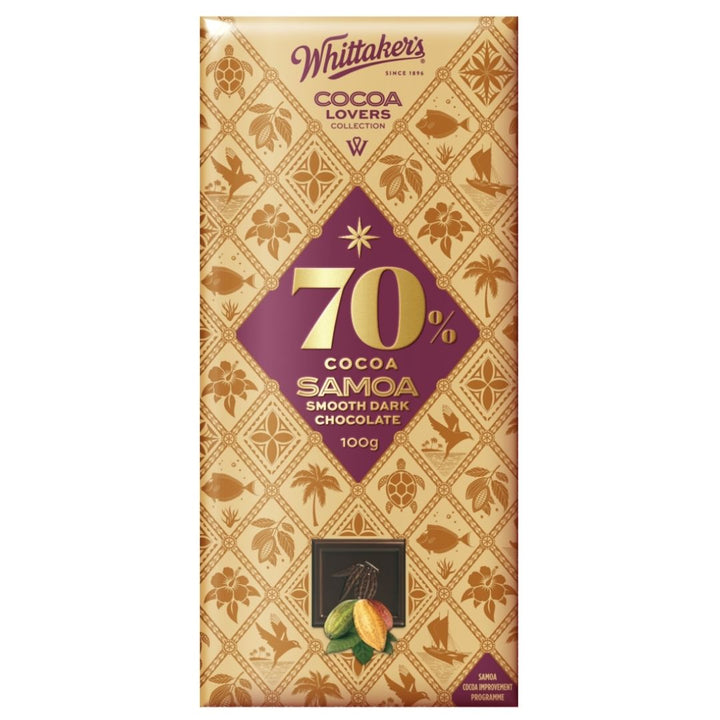 Whittaker's Cocoa Samua Smooth Dark Chocolate, 100g