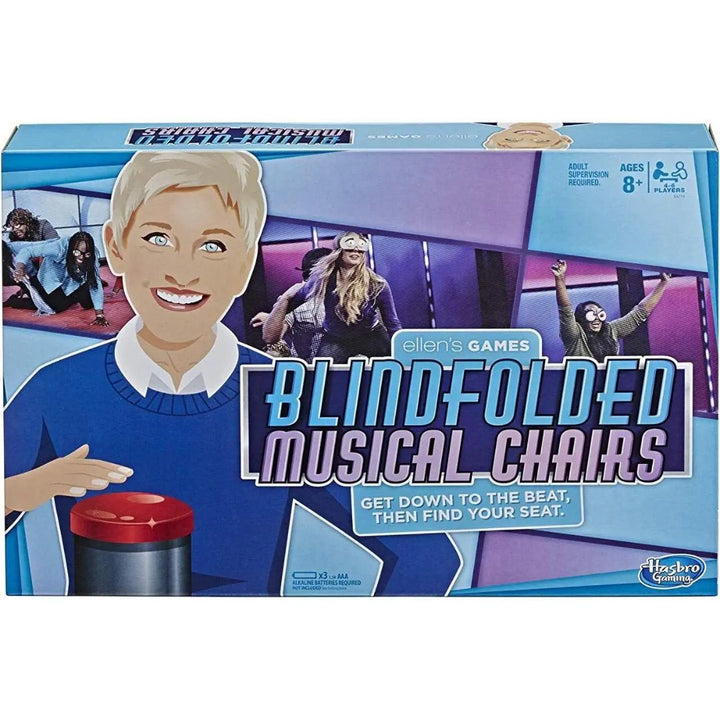 Hasbro Ellen's Games Blindfolded Musical Chairs Game (8 years and Up), Blue, 4-6 players