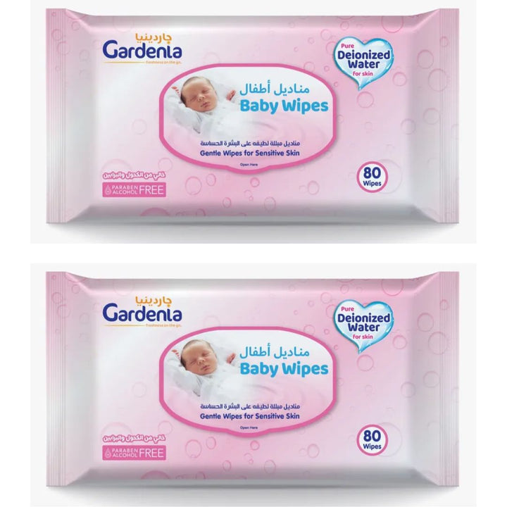 Gardenia Baby Wipes for Sensitive Skin, 2x80wipes