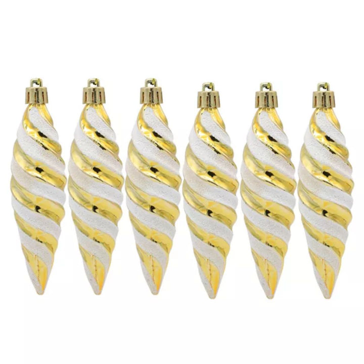 Spiral Shape Design Xmas Hanging Ornaments Gold, 6Pcs, 6cm