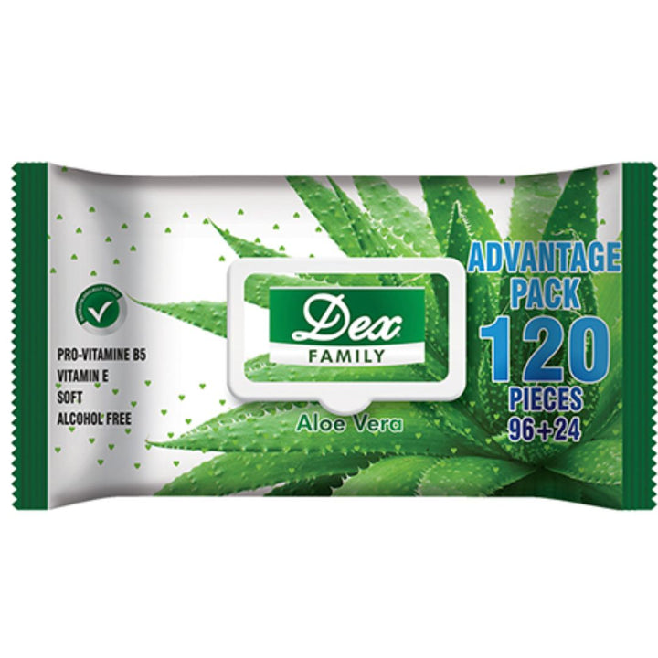 Dex Wet Wipes Aloe Vera, 120 Wipes