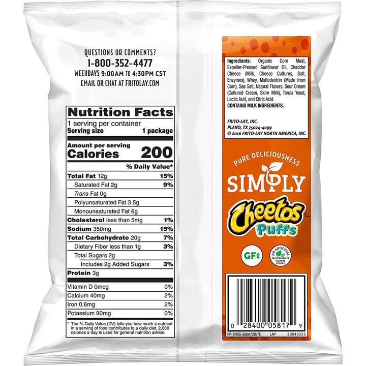 Cheetos Simply White Cheddar Puffs, 226.8g