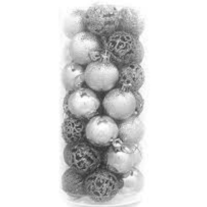 Sheen Christmas Ball Ornaments Decoration for Christmas Tree Decor (Silver), 4cm, 35Pc