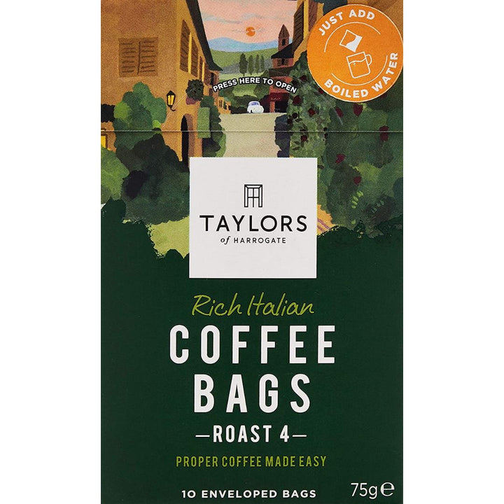 Taylors of Harrogate Rich Italian Roasted Coffee Bags, 75g (10 bags)