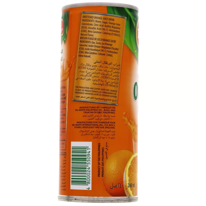 Del Monte Sweetened Orange Juice, 240ml