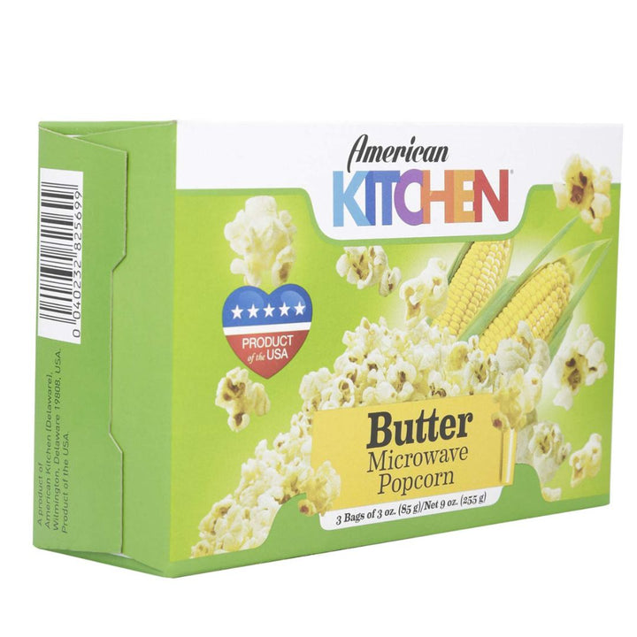 American Kitchen Microwave Popcorn, Butter, 255g